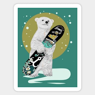 SNOWBOARDER POLAR BEAR Magnet